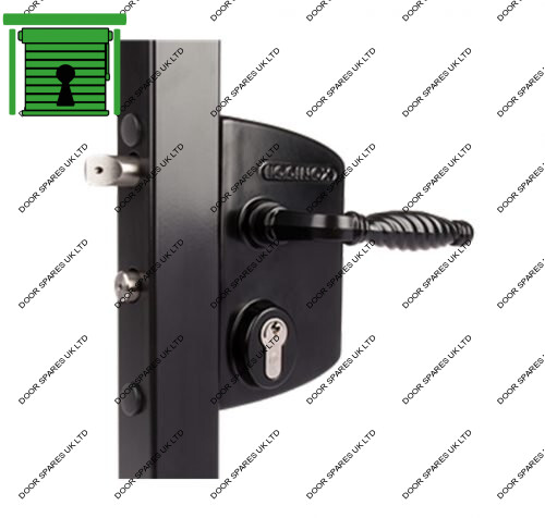 Locinox LAKQ U2 black industrial swing gate lock for 30-50mm box section with decorative handles