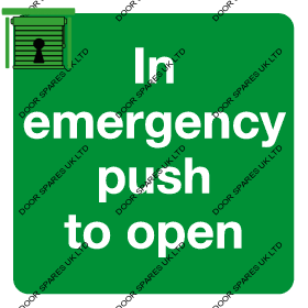 emergency push to open automatic door sign